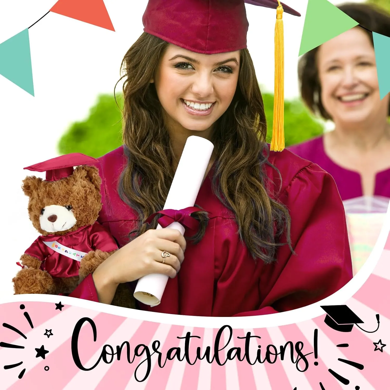 Graduation Bears 2025 Plush Stuffed Animal Bear with Gown Cap Tassel Set Cute Brown Graduate Gifts Stuffed Animal Doll Plush Toy for Graduation Party Supplies(9 Inch,Dark Red)