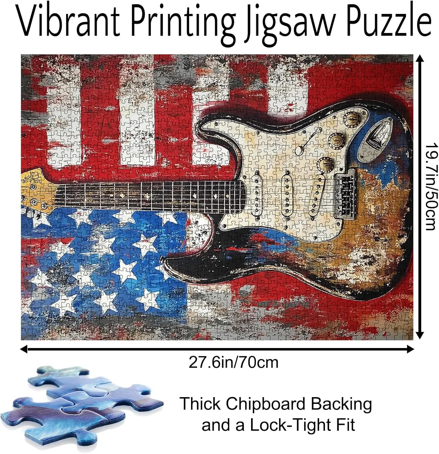 Graffiti American Flag Jigsaw Puzzles for Adults 1000 Pieces,Electric Guitar Musical Instrument Jigsaw Puzzle Art 20 x 27 in DIY Puzzles for Home Decoration Family Puzzle Perfect for Game Nights