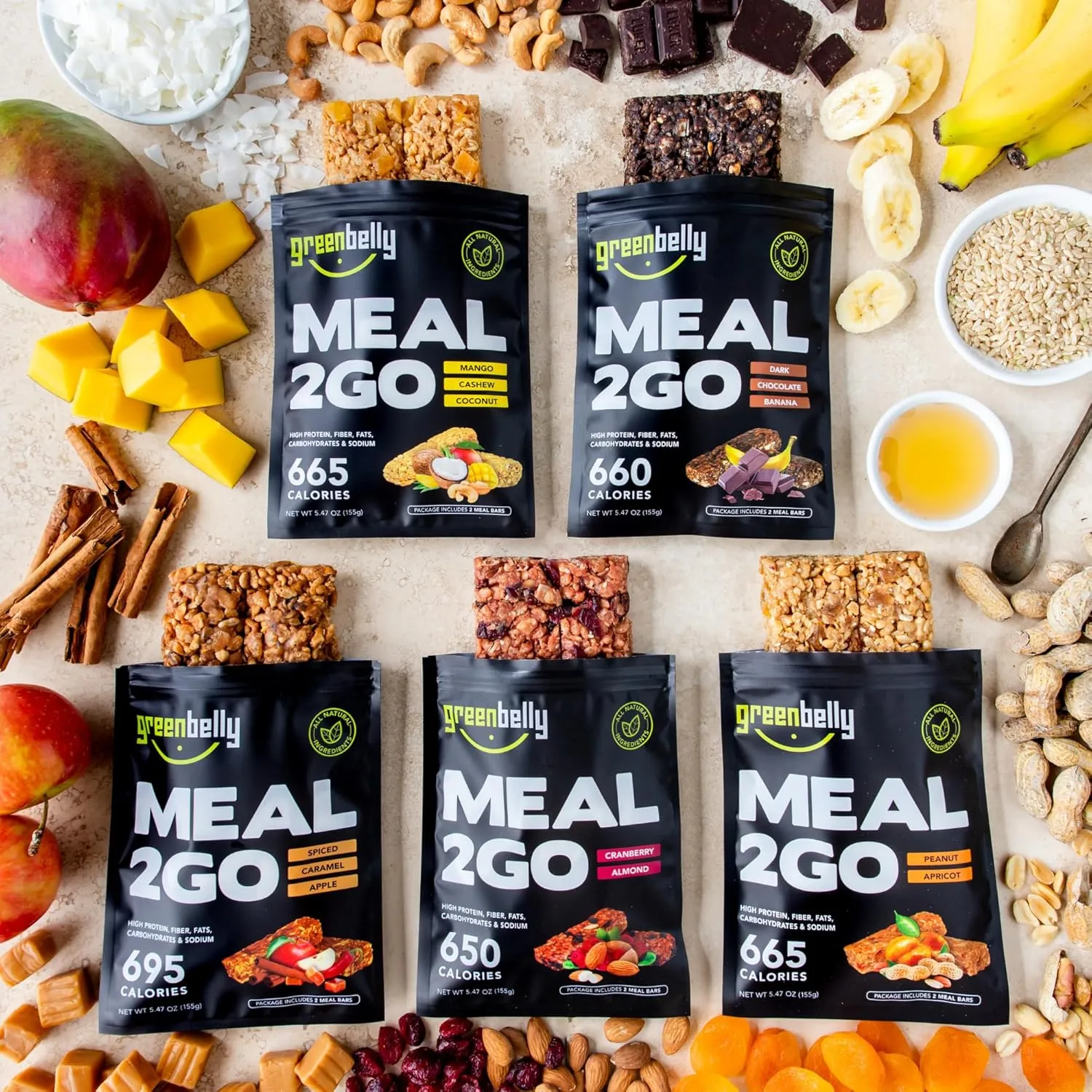 Greenbelly Backpacking Meals | All Natural Hiking Meal Bars | 650 Calories & High Protein | Peanut Apricot, 5 Count