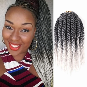 Grey Crochet Hair for Black Women 10 Inch 7 Packs Havana Twist Crochet Hair Pre Looped Jumbo Senegalese Twist Crotchet Braids Bob Rope Twists (10 Inch,Black to Grey)
