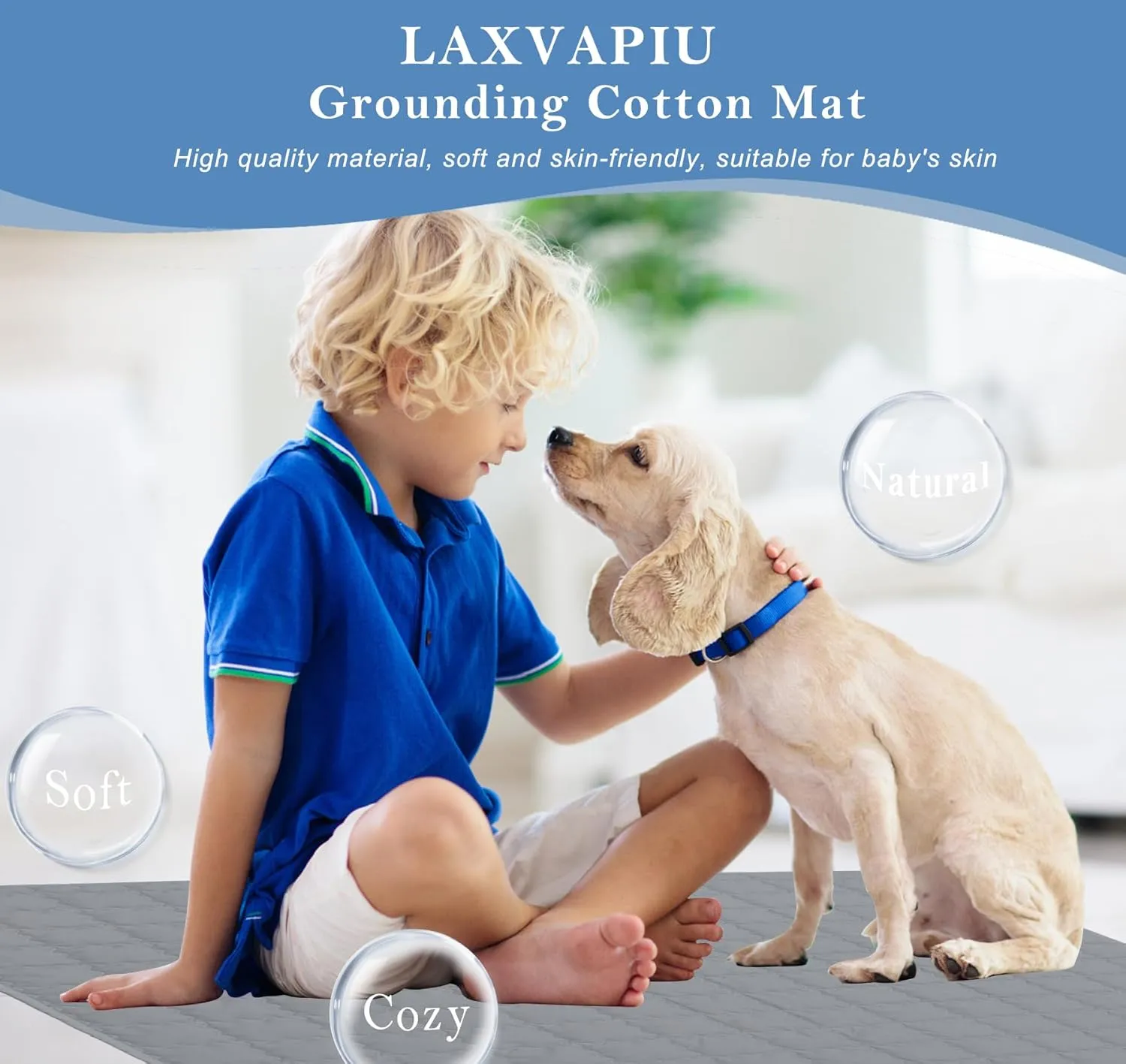 Grounding Mat Cotton Bed Pad Silver Fiber Quilted Grounded Play Mat 34.2x50 in Earth Connected Cloud Bedding with Cord