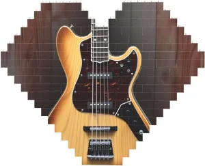 Guitar Musical Instrument Building Block Puzzle Heart Shaped Personalized Photo Building Blocks Puzzles Family Keepsake Diy Romantic Home Decor Anniversary Birthday Gifts For Her, Him, Lovers, Couples