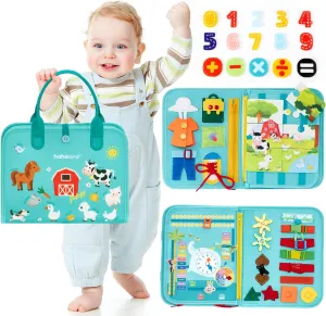 hahaland Busy Board for Toddlers Girls Montessori Toys for 3  Year Old Farm Animals Preschool Learning Activities Toddler Travel Toys for 3 