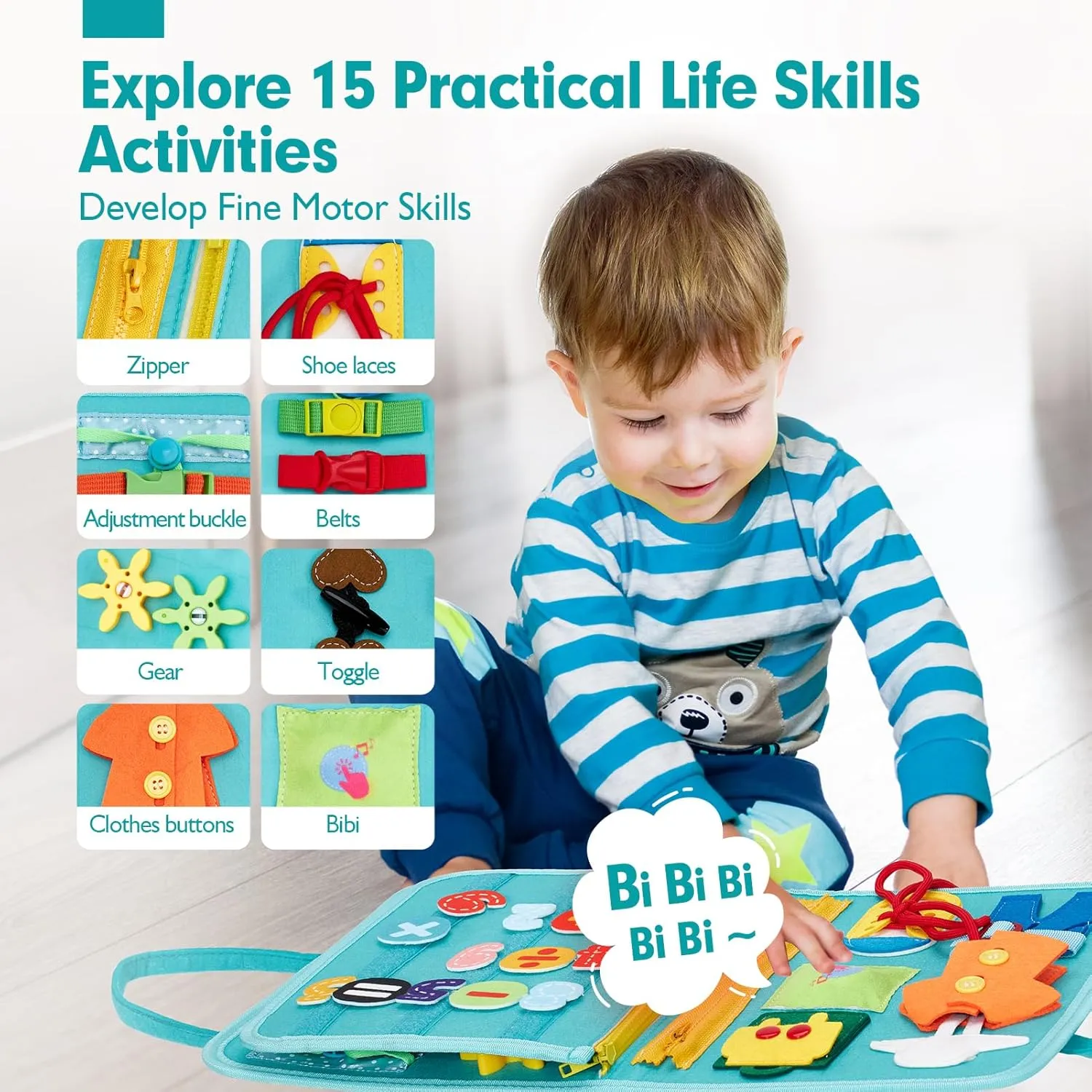 hahaland Busy Board for Toddlers Girls Montessori Toys for 3  Year Old Farm Animals Preschool Learning Activities Toddler Travel Toys for 3 