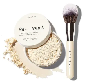 HALEYS Flawless Finish Set (Light Medium): Re-touch Soft Focus Loose Setting Powder, Skin Perfecting, Blurs, Smooths, No flashback, for All Skin Types and Tones,Streak-free, Perfect Blending