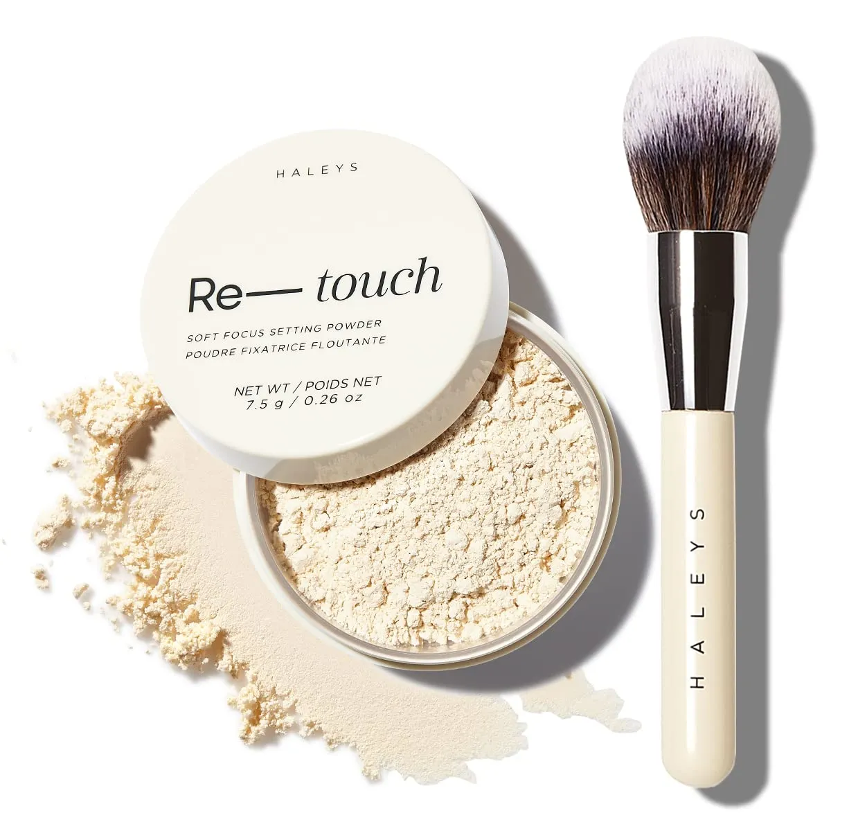 HALEYS Flawless Finish Set (Light Medium): Re-touch Soft Focus Loose Setting Powder, Skin Perfecting, Blurs, Smooths, No flashback, for All Skin Types and Tones,Streak-free, Perfect Blending