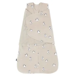 HALO Micro-Fleece Sleepsack Swaddle, 3-Way Adjustable Swaddle Blanket, TOG 3.0, Penguin Pals, Small, 3-6 Months