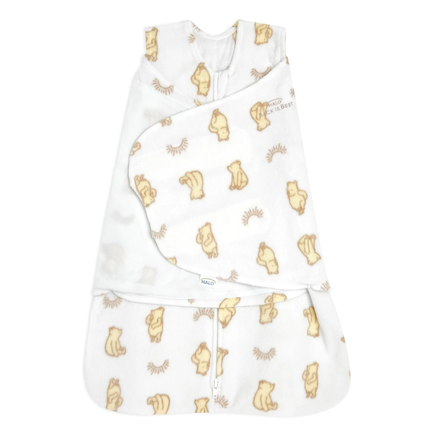 HALO Micro-Fleece Sleepsack Swaddle, 3-Way Adjustable Wearable Blanket, TOG 3.0, Sunshine Winnie, Small, 3-6 Months