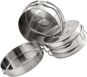 HANABASS 1Set Stainless Steel Camping Cookware Outdoor Cookware Kit with Handle for Easy Cleaning for Picnic Hiking and Camping Supplies