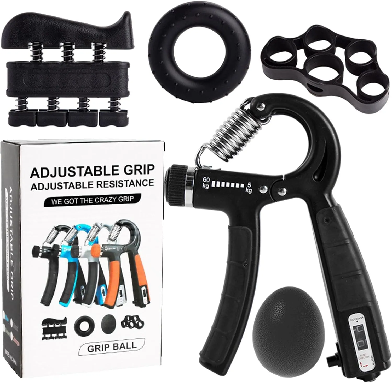 Hand Strength Trainer | Adjustable Grip Strengthener | Finger Exerciser Tool, Wrist Muscle Trainer, Ergonomic Hand Grip, Hand Workout Tool, Grip Strength Trainer, Adjustable Hand Exerciser