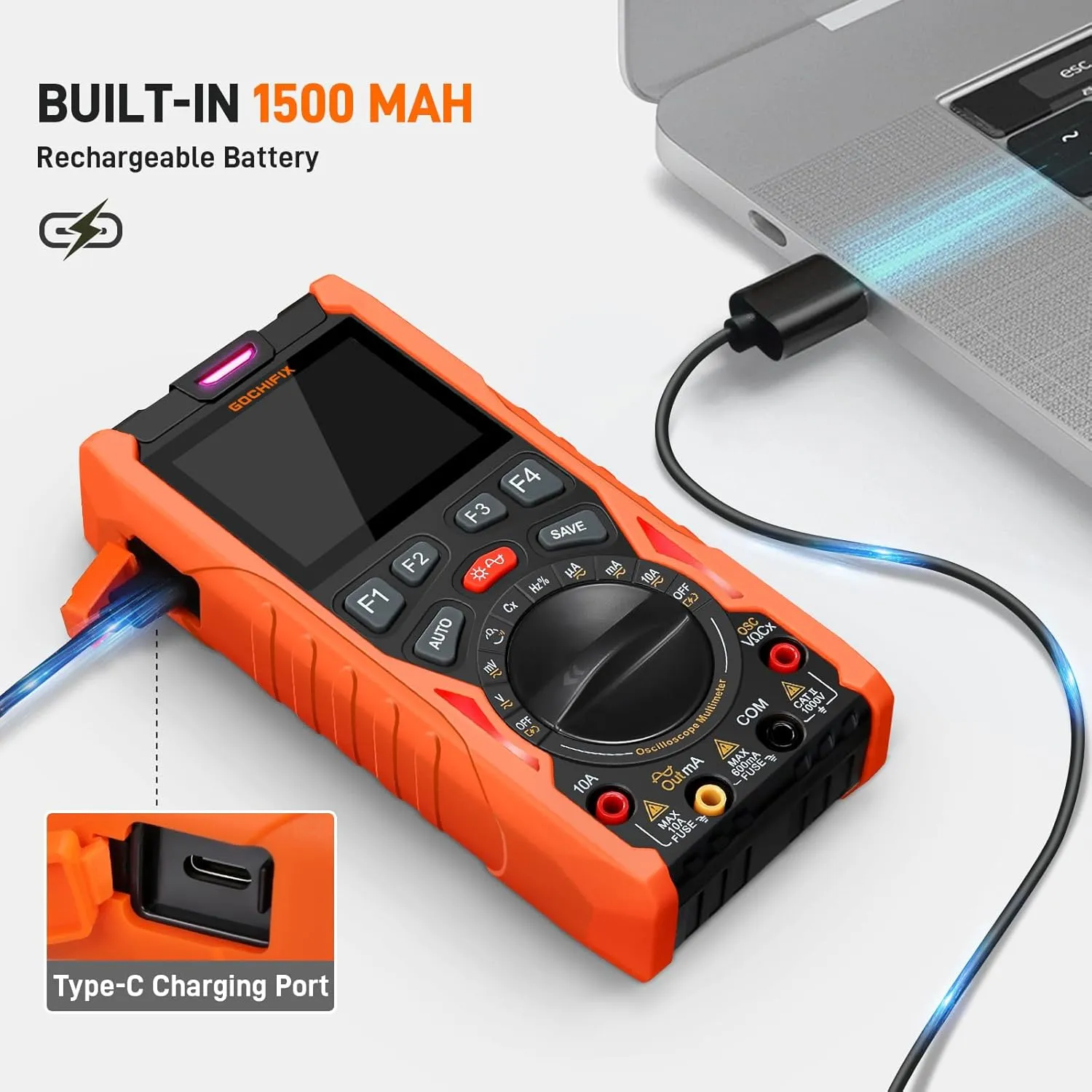 Handheld Oscilloscope Multimeter Waveform Generator 12MHz Bandwidth 50MSa/s Sampling Rate USB Lab Oscilloscopes Portable 3 in 1 Automotive Digital Oscilloscope with Signal Generator Kit