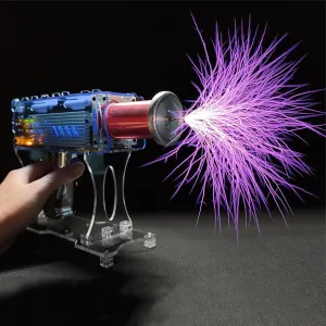Handheld Tesla Coil Gun, Portable Spark Gap Arc Generator, Adjustable Precision & Dual Mode, Mode Touchable Artificial Lightning, Experiment Science Model