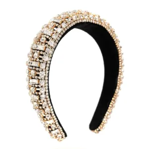 Handmade Pearl Headband Soft Velvet Fashion Padded Lining Hair Hoop Bridal Elegant Wedding Wide Headwear Accessories For Women and Girl