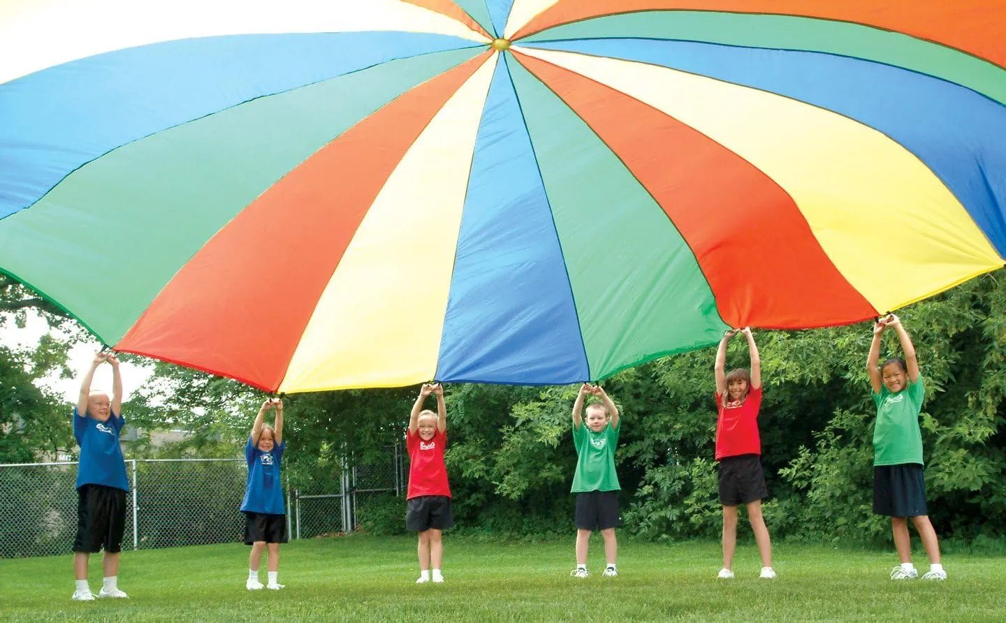 Heavy Duty Standard Parachute 20' with 16 Handles, Kids Parachute for Cooperative Play - Comes with Carrying Bag | Multi-Colored