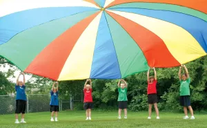 Heavy Duty Standard Parachute 20' with 16 Handles, Kids Parachute for Cooperative Play - Comes with Carrying Bag | Multi-Colored