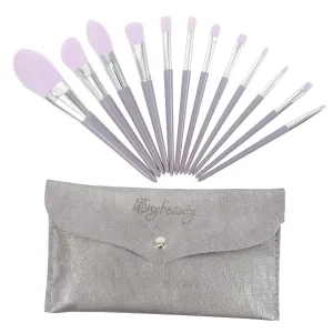 Hemoton Portable Makeup Brush Set for Women 12 Piece Brush Set Storage Case Blush Brush Fluffy Loose Powder Foundation Eyeshadow Eyebrow Brush for Travel