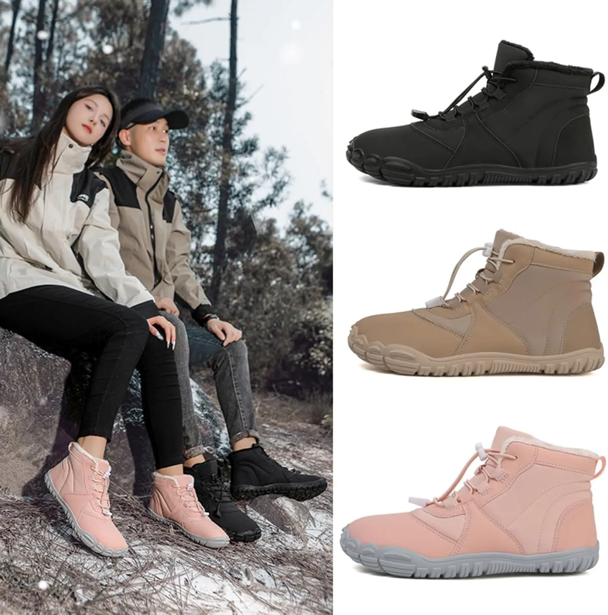 Hike Winter Footwear Barefoot Shoes Womens, Waterproof Hiking Boots, Wide Wide Toe Box Walking Shoes Men
