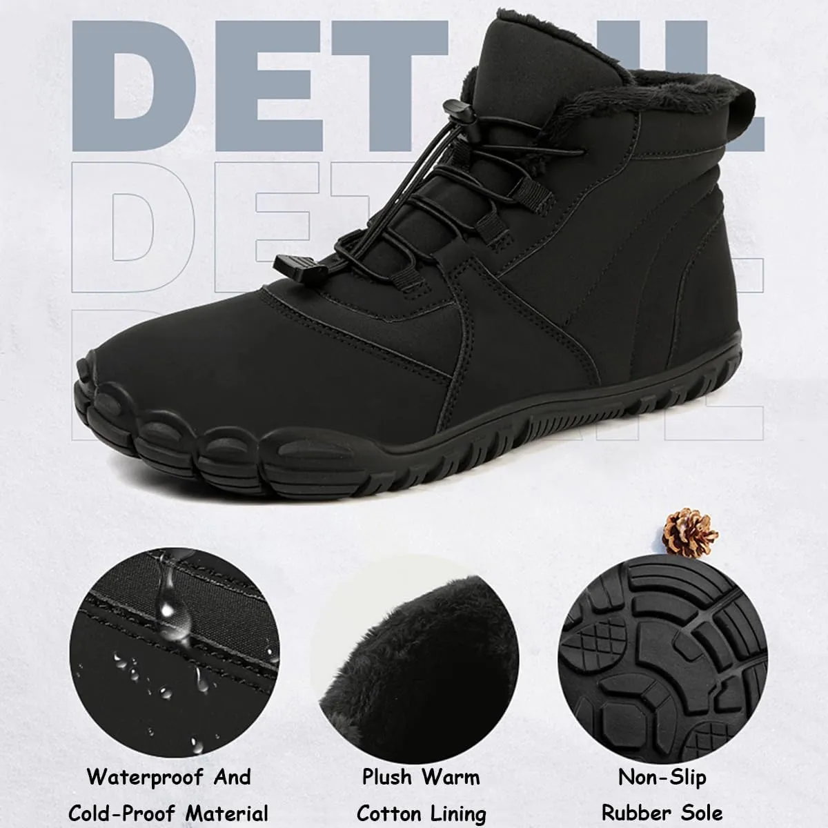 Hike Winter Footwear Barefoot Shoes Womens, Waterproof Hiking Boots, Wide Wide Toe Box Walking Shoes Men
