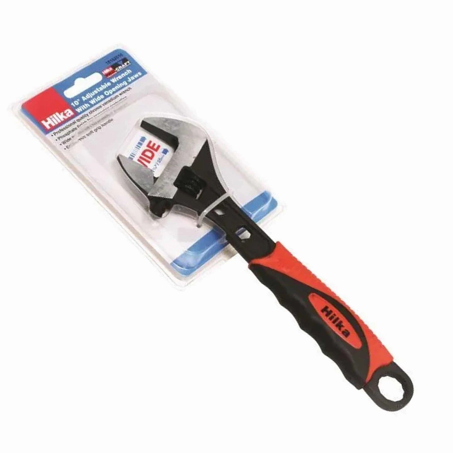 Hilka Adjustable Wrench Soft Grip 10" (250mm) Wide Jaw (35mm) - Professional Quality