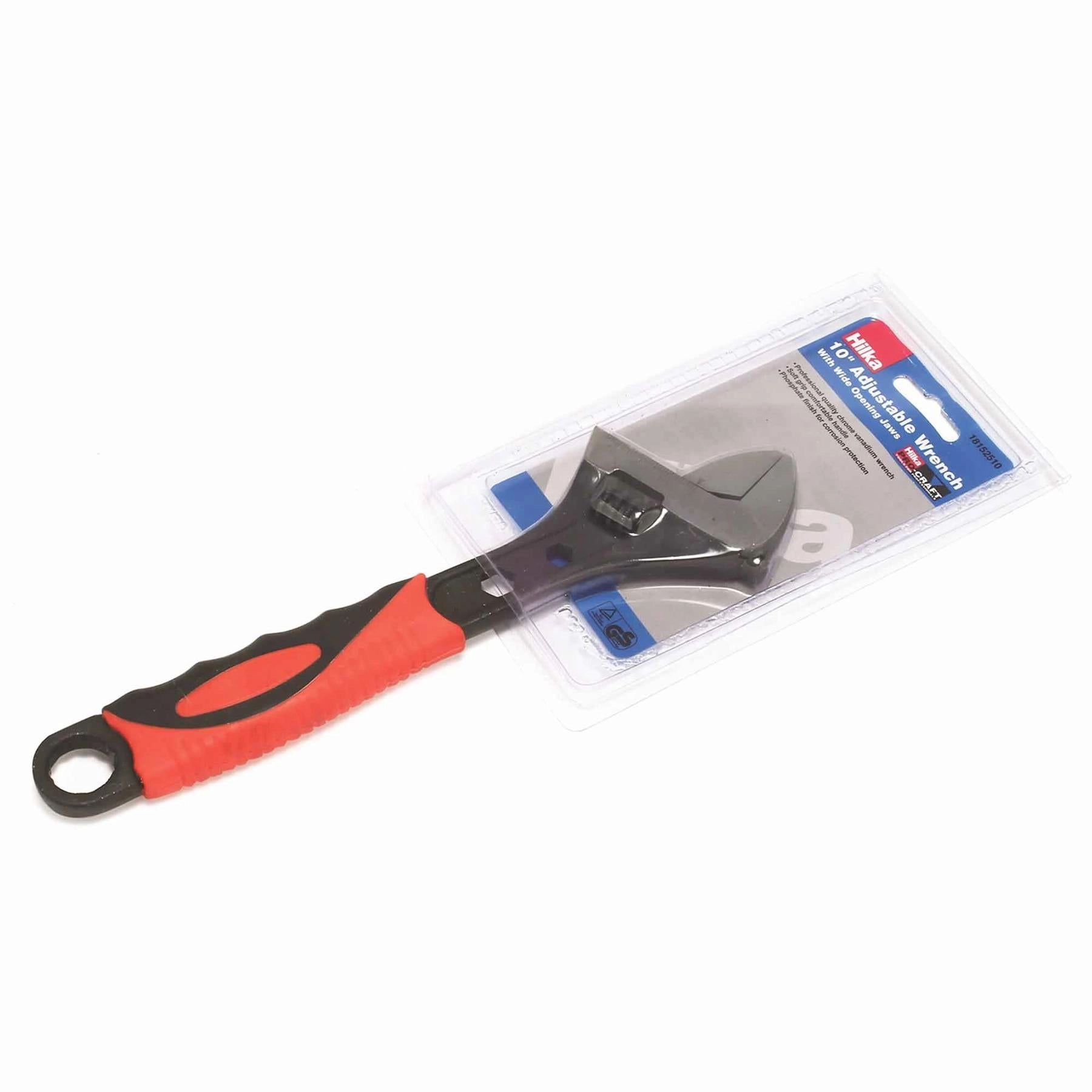 Hilka Adjustable Wrench Soft Grip 10" (250mm) Wide Jaw (35mm) - Professional Quality