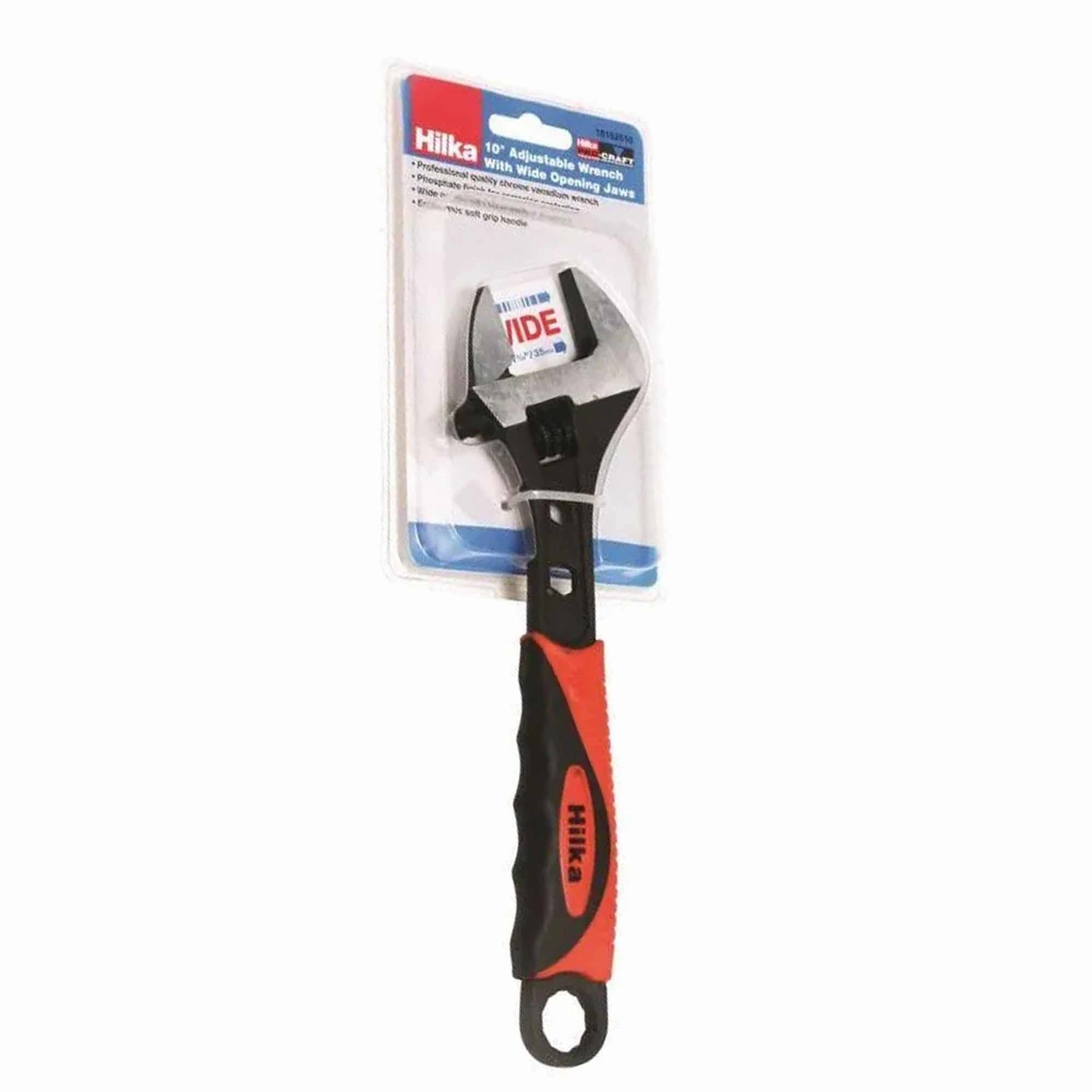 Hilka Adjustable Wrench Soft Grip 10" (250mm) Wide Jaw (35mm) - Professional Quality