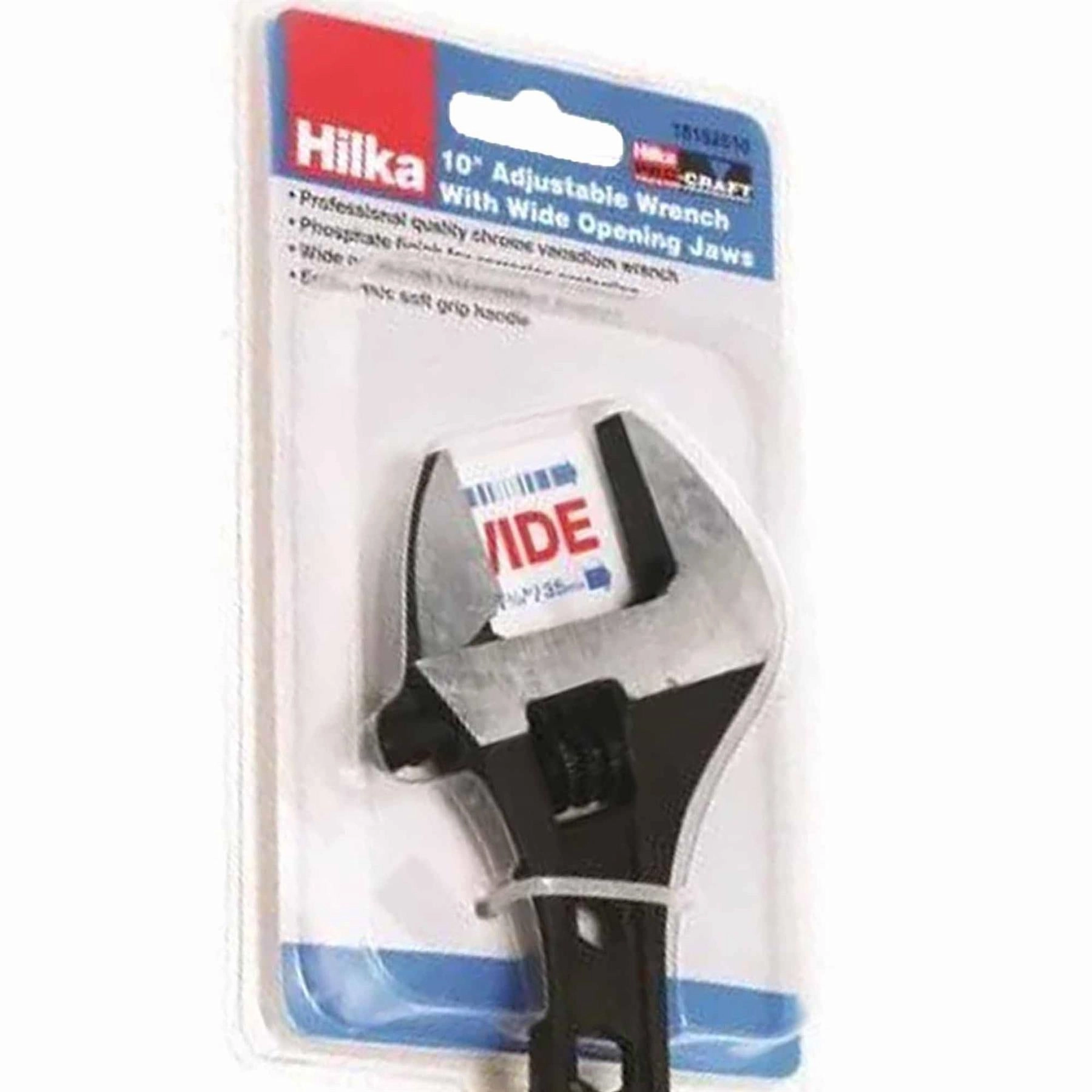 Hilka Adjustable Wrench Soft Grip 10" (250mm) Wide Jaw (35mm) - Professional Quality