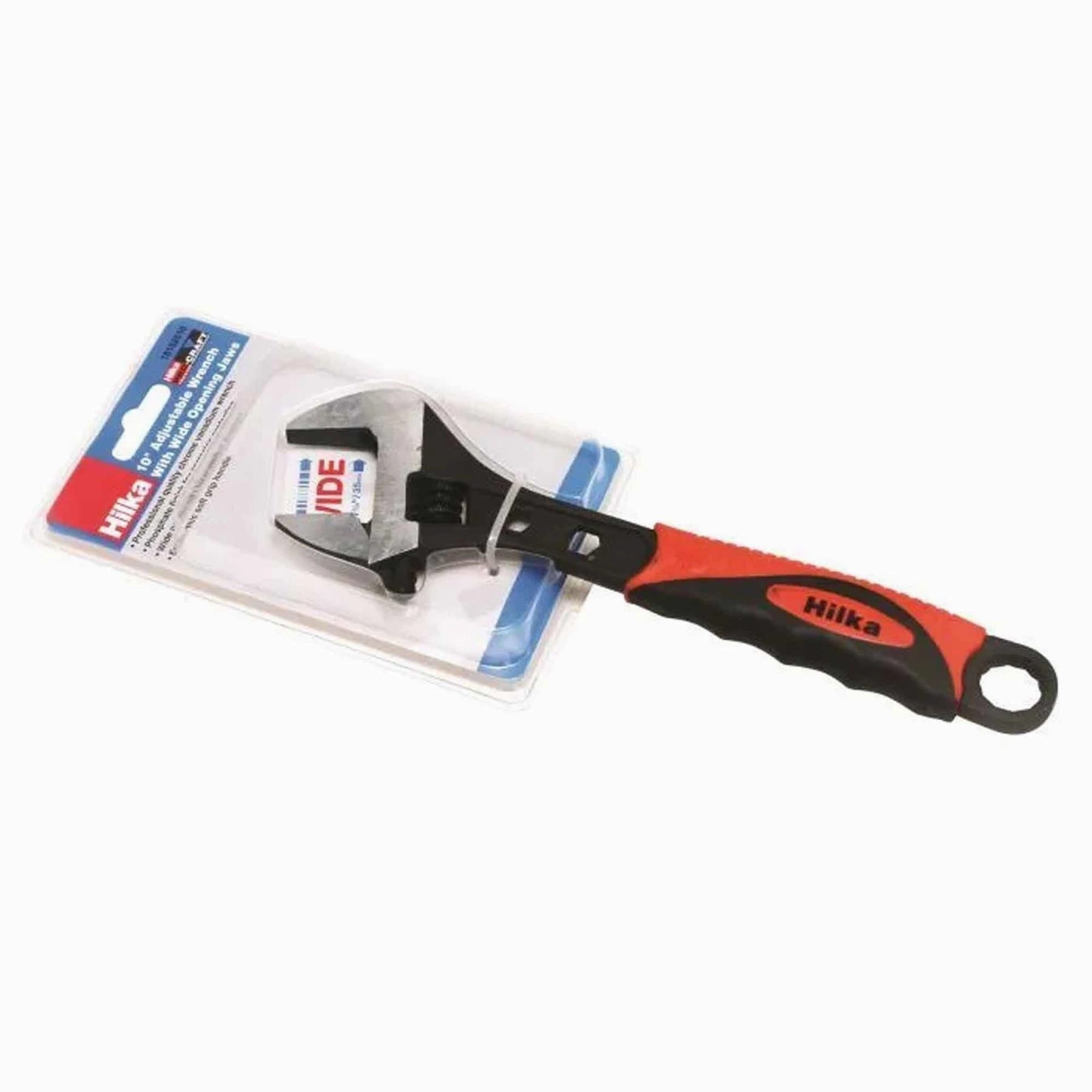 Hilka Adjustable Wrench Soft Grip 10" (250mm) Wide Jaw (35mm) - Professional Quality