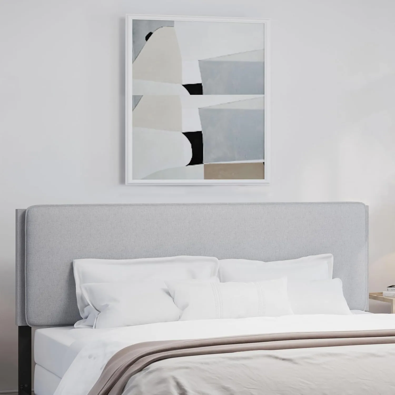 Hillsdale, Emslie King Upholstered Adjustable Headboard, Light Gray