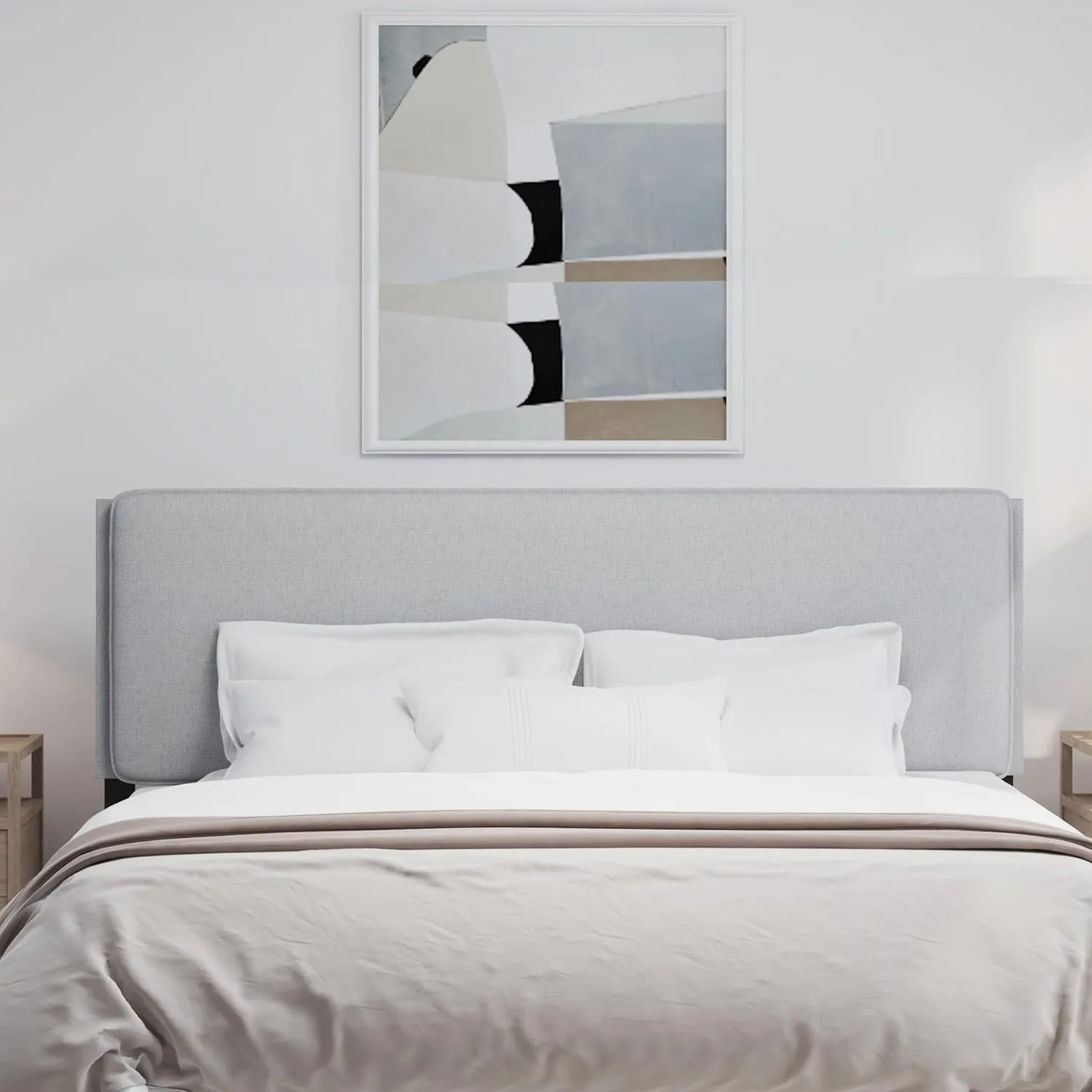 Hillsdale, Emslie King Upholstered Adjustable Headboard, Light Gray