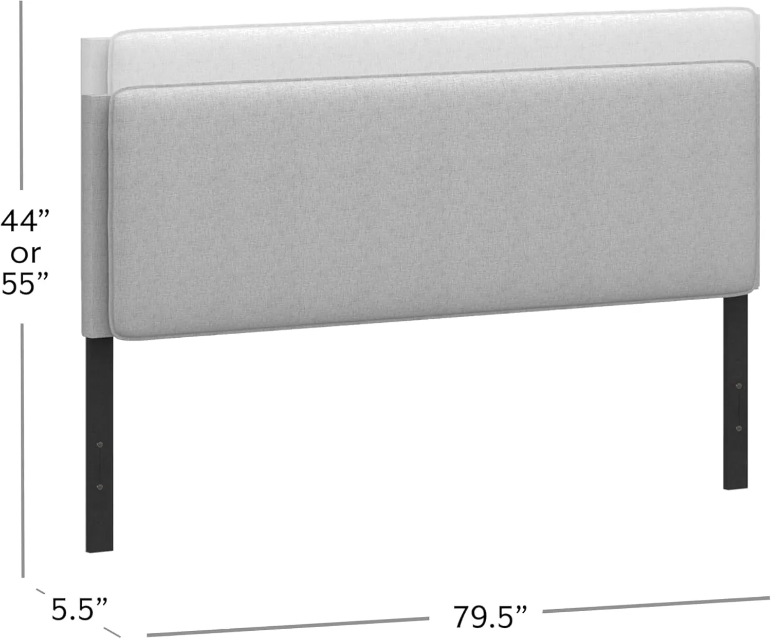 Hillsdale, Emslie King Upholstered Adjustable Headboard, Light Gray