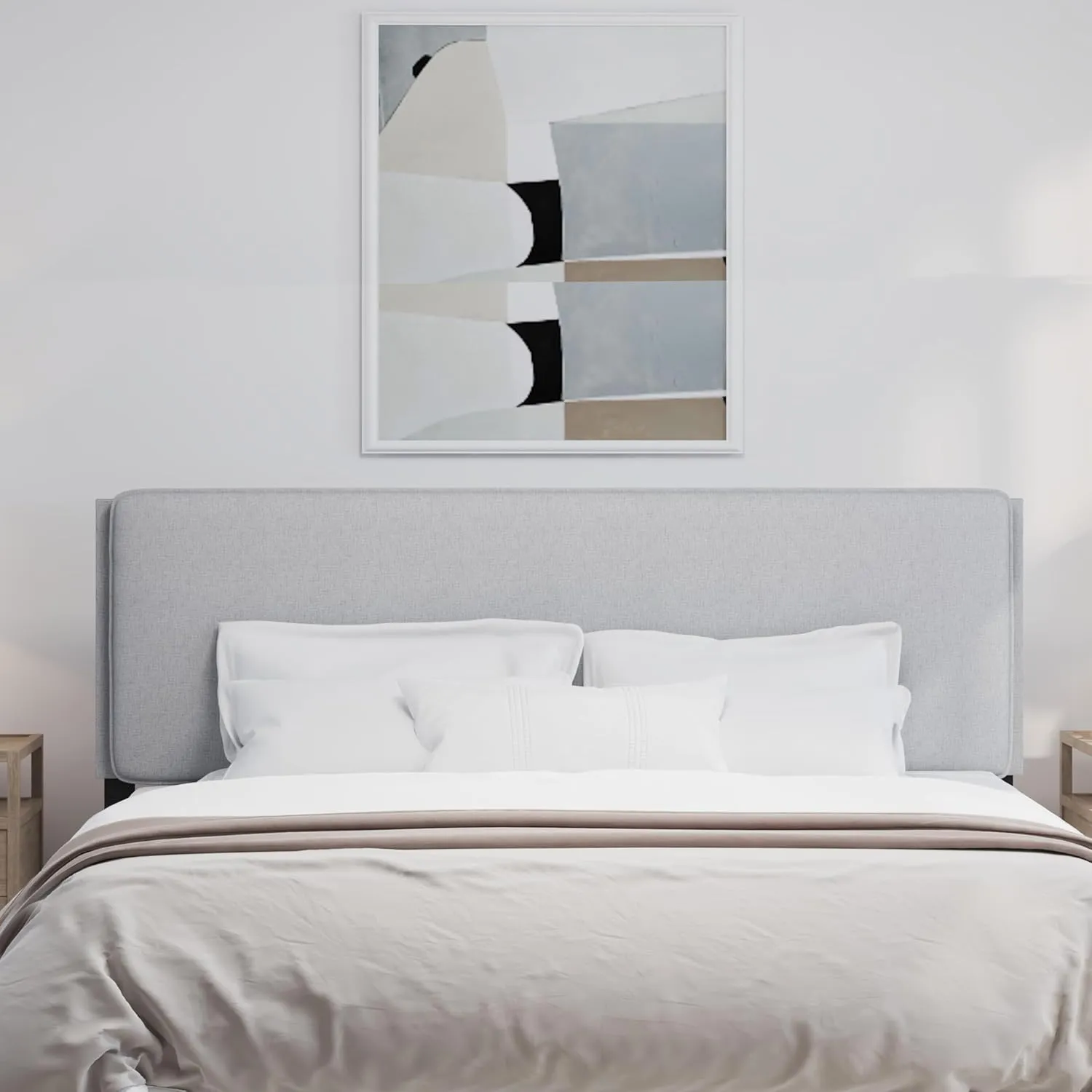 Hillsdale, Emslie King Upholstered Adjustable Headboard, Light Gray