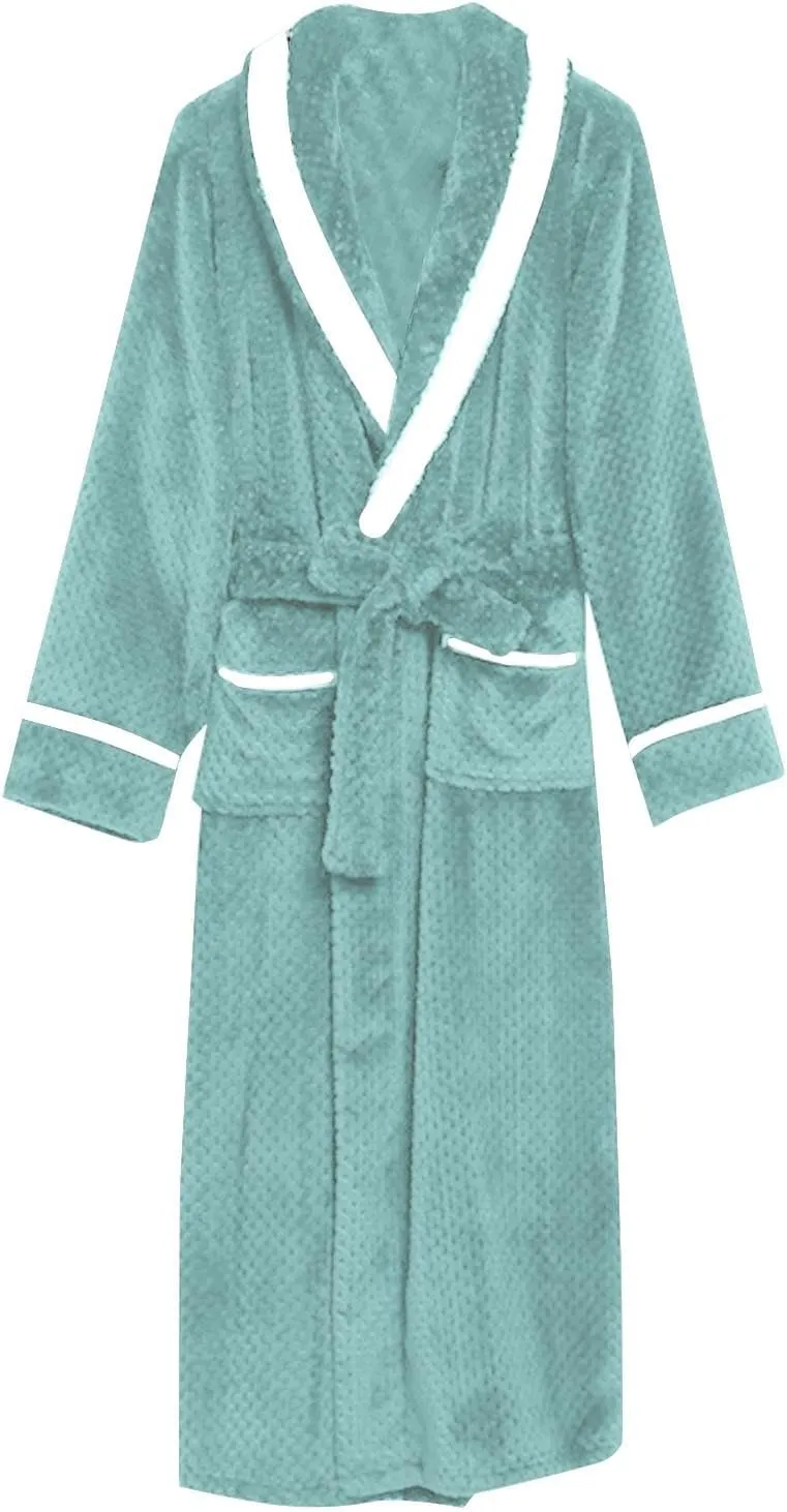 His and Hers Robes Flannel Long Length Matching Robes for Couples Warm Thickened Bathrobe Plus Size Shower Robe