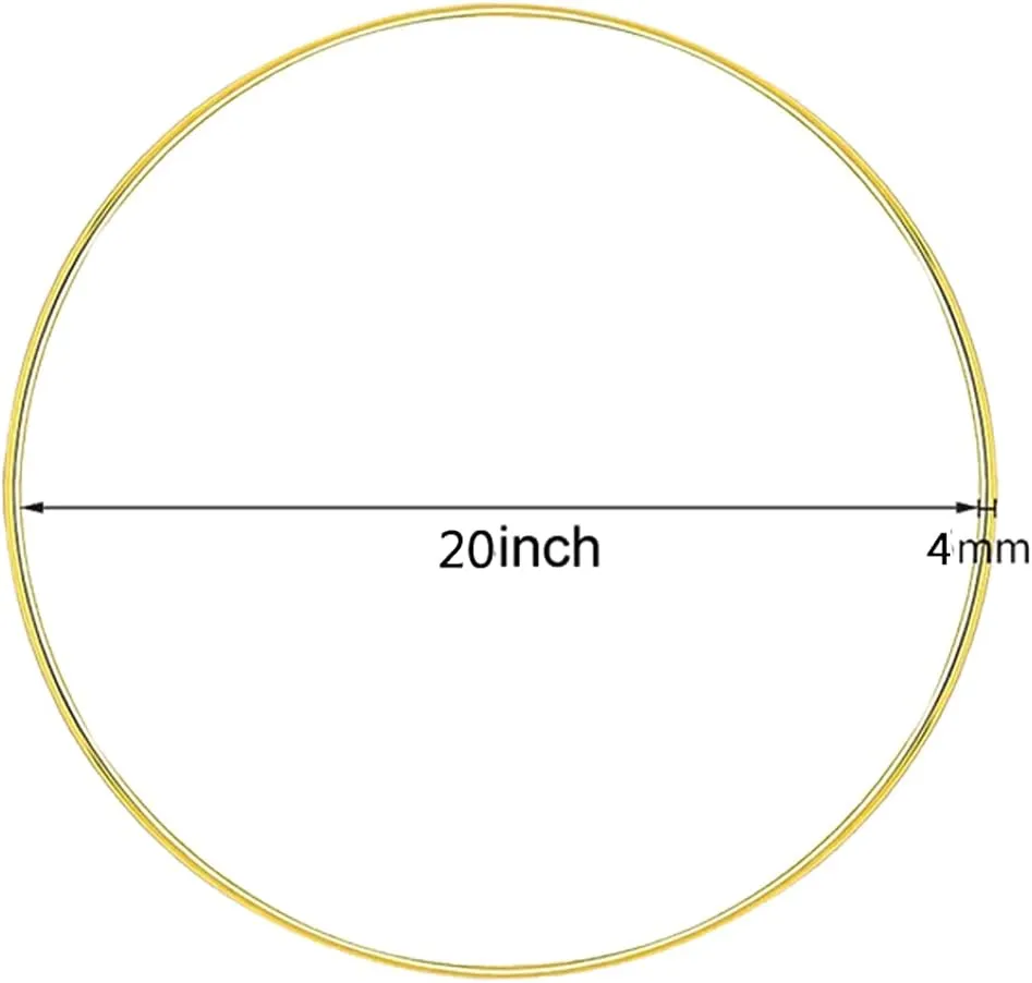 HOHIYA 4 Pcs 20 Inch Metal Floral Hoop Wedding for Table Wreath Rings Large Gold Craft for Making Decor Dream Catcher and DIY Wall Hanging 4mm Wire Taiwan Made