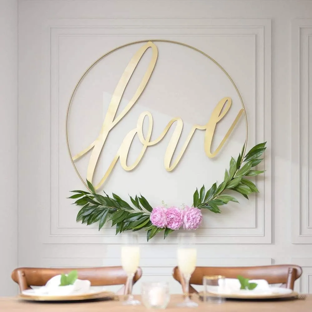 HOHIYA 4 Pcs 20 Inch Metal Floral Hoop Wedding for Table Wreath Rings Large Gold Craft for Making Decor Dream Catcher and DIY Wall Hanging 4mm Wire Taiwan Made