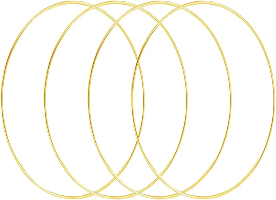 HOHIYA 4 Pcs 20 Inch Metal Floral Hoop Wedding for Table Wreath Rings Large Gold Craft for Making Decor Dream Catcher and DIY Wall Hanging 4mm Wire Taiwan Made