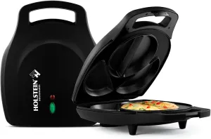 Holstein Housewares - Non-Stick Omelet & Frittata Maker, Stainless Steel - Makes 4 Individual Portions Quick & Easy (Black/Stainless Steel, 4 Section)