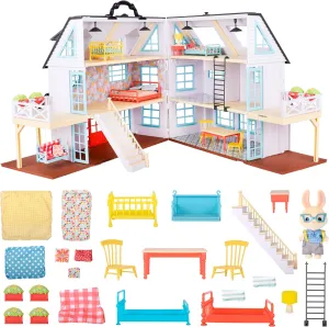 Honey Bee Acres Buzzby Farmhouse, Dollhouse Playset with Miniature Doll Figure, Furniture and Accessories. 25 Pieces, Ages 3 