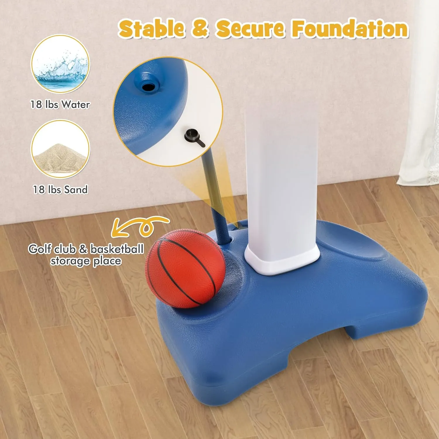 HONEY JOY Kids Basketball Hoop, Outdoor Indoor Mini Basketball Goal Toy Stand, Adjustable Height, Play Game Preschool Birthday Gift, Toddler Basketball Hoop for Boys Girls