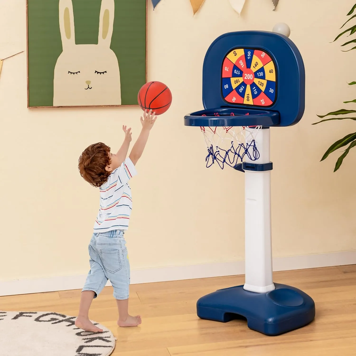 HONEY JOY Kids Basketball Hoop, Outdoor Indoor Mini Basketball Goal Toy Stand, Adjustable Height, Play Game Preschool Birthday Gift, Toddler Basketball Hoop for Boys Girls