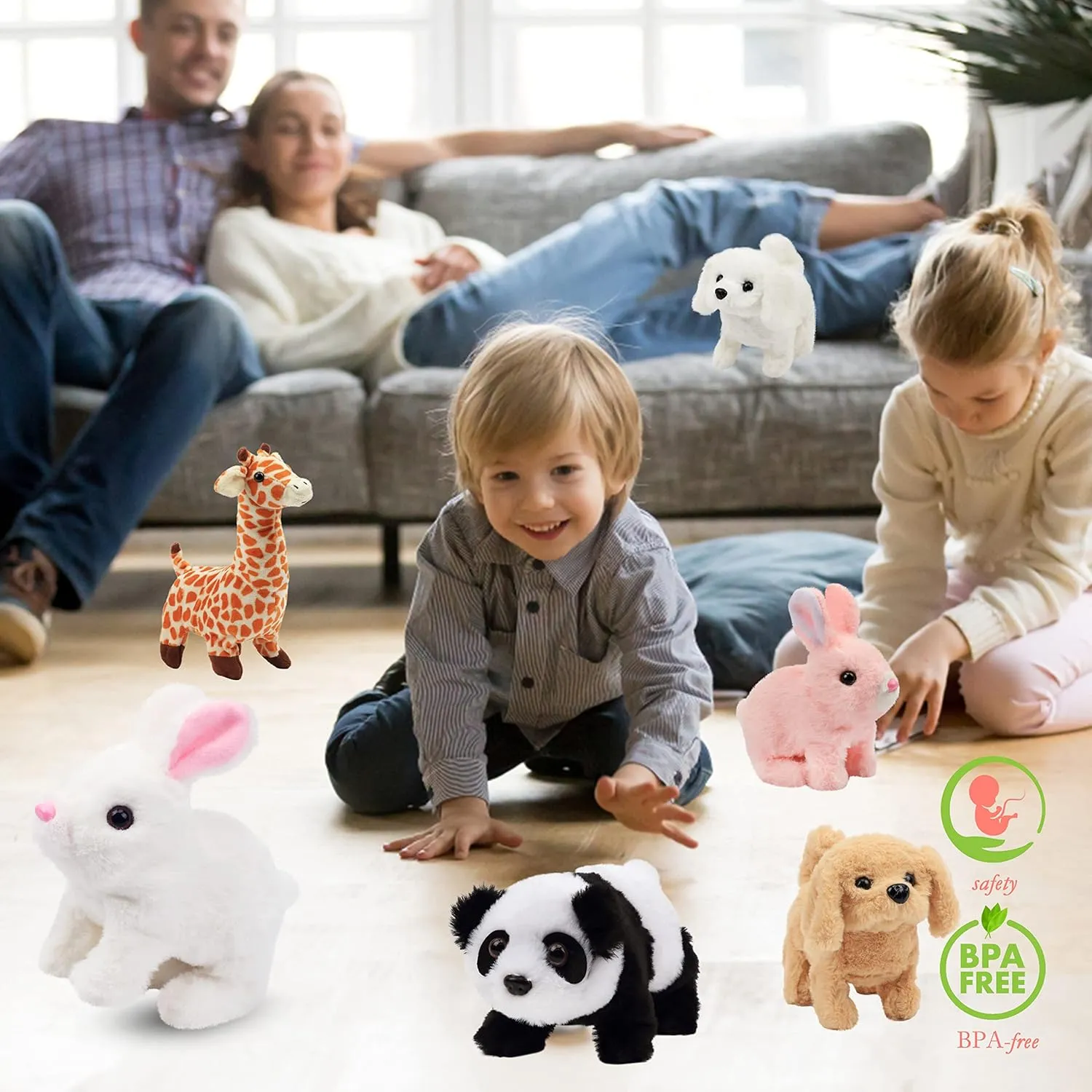 Hopearl Walking Dog Golden Retriever Interactive Electronic Pet Plush Toy Puppy Woof and Moving Animated Nodding Head Gifts for Toddlers Birthday, Brown, 7''