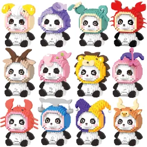 Horoscope Panda Building Set Toys, 6085Pcs，12 in 1，with Original Scene Music, Gifts for Adults and Children.