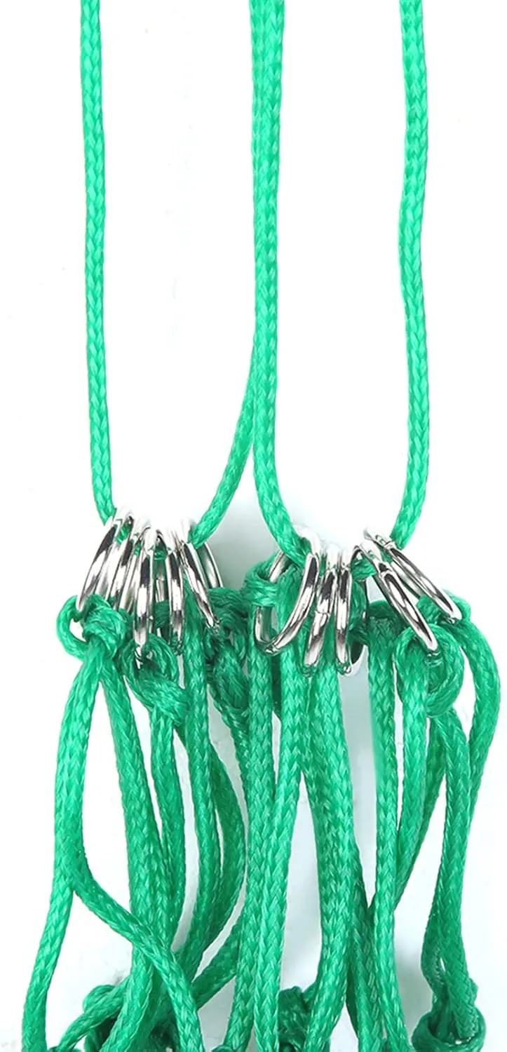 Horse Feed Bag, Horse Accessories Nylon Rope Slow Feed Forage Net Bag with Silver Electroplating Welding Iron Rings Feeder for Full Day Feeding Goat Stall Trailer (Green Medium Size)