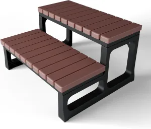 Hot Tub Steps/Spa Steps for Round or Straight Sided Spa, Non-Slip Steps for Outdoor/Indoor, Brown Stairs