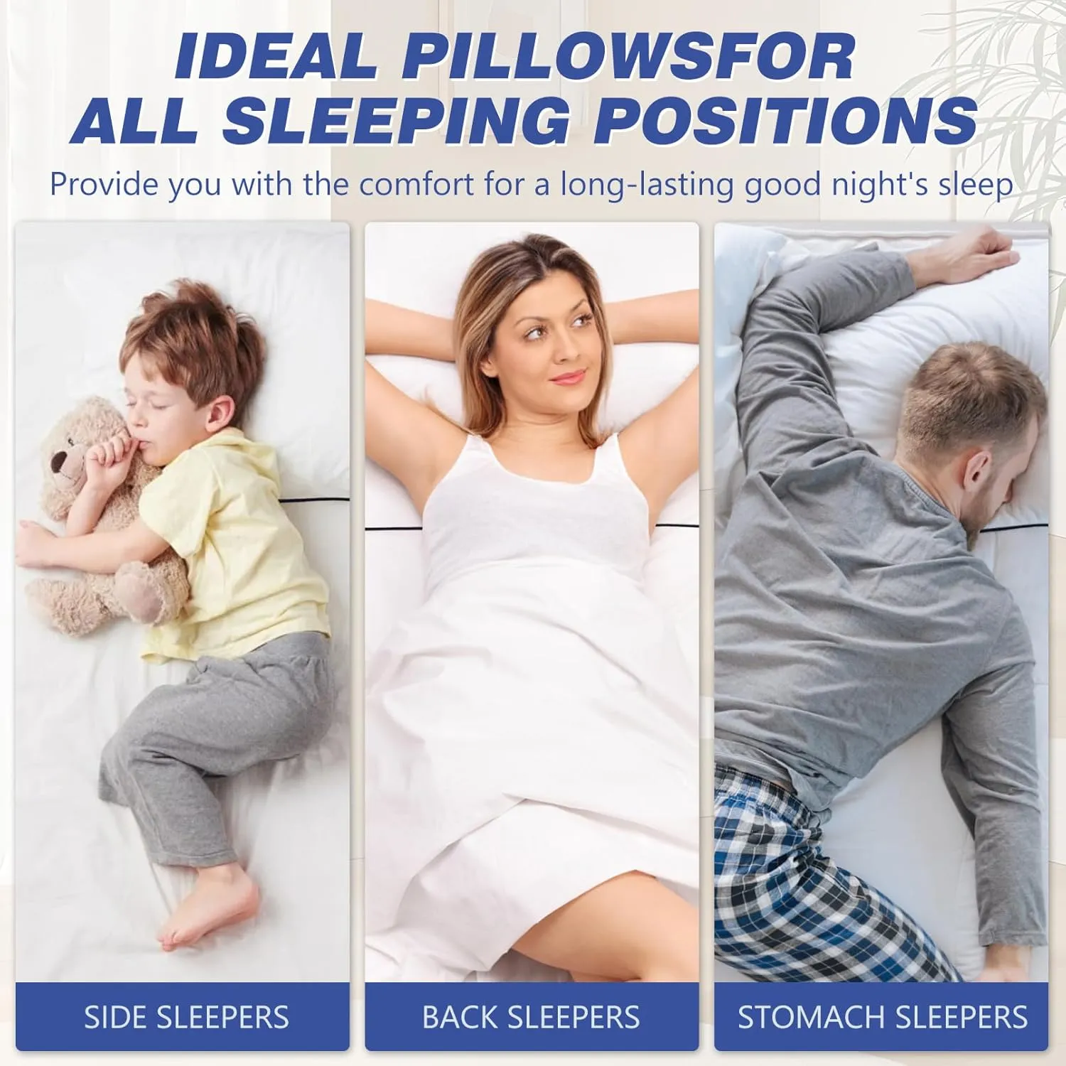 Hotel Collection Bed Pillows for Sleeping 2 Pack Standard Size Cooling Pillows Set of 2 for Back, Stomach or Side Sleepers, Super Soft Down Alternative Microfiber Filled Pillows