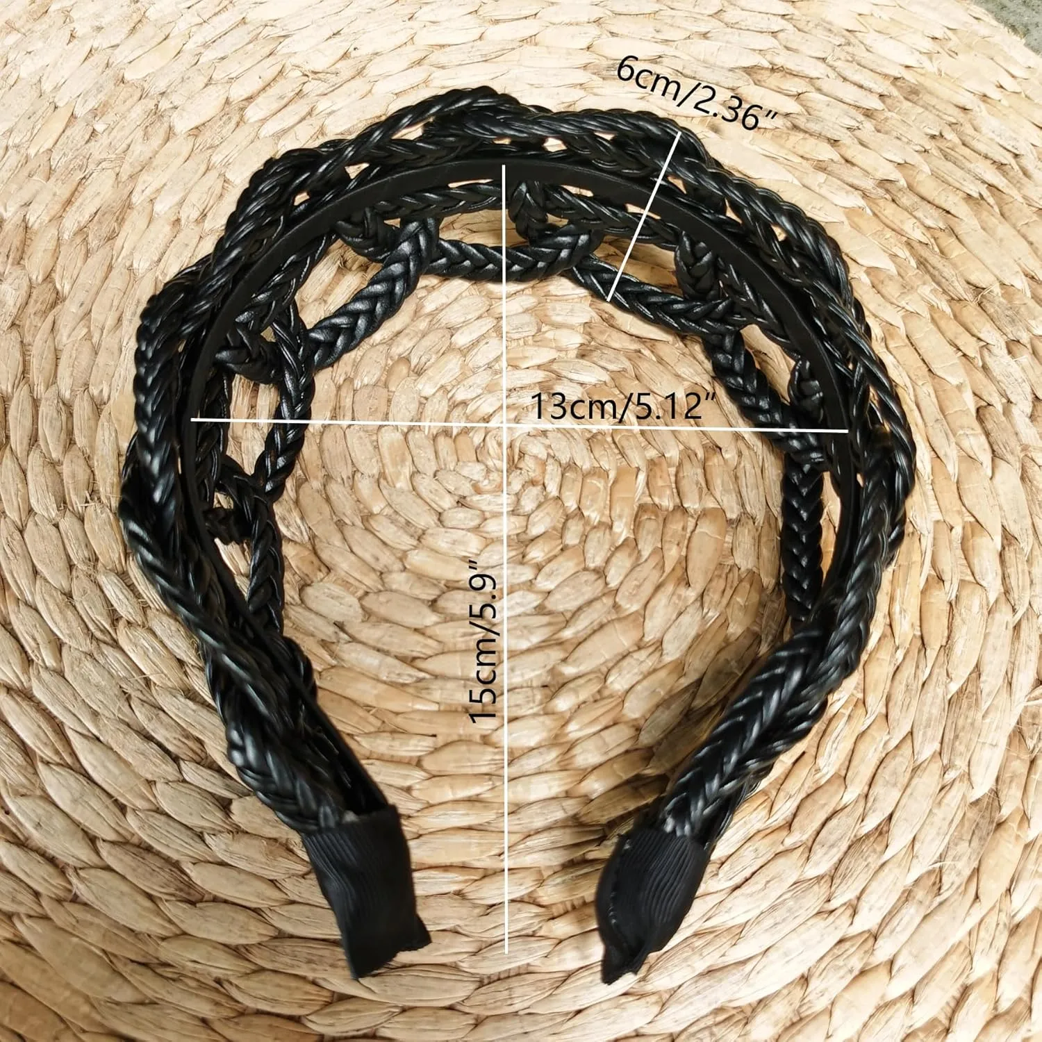 i-lan 2 Pack Knitting Style Headbands,Comfortable Black Beige Head Bands with 2.3 Inch Width, Boho Padded Hair Band Headwear Hoop for Girls, Ladies, Women