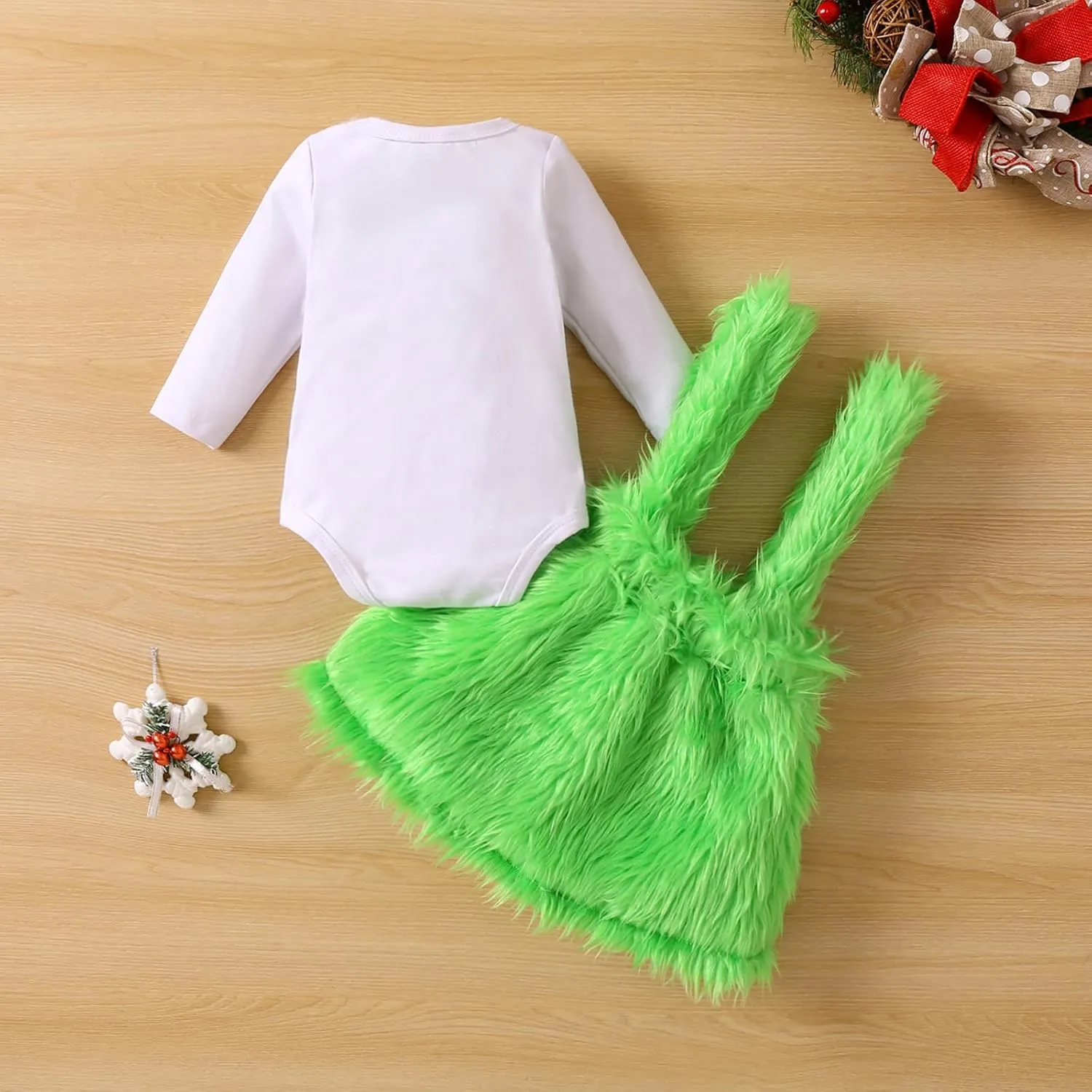 IBTOM CASTLE Newborn Baby Girls Boys Christmas Long Sleeve Romper Suspenders Fluffy Outfits Fancy Dress Up Party Clothes Set
