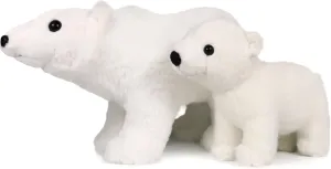 Ice King Bear Mom and Baby Stuffed Animals Set Zoo Wild Animals (Polar Bear)
