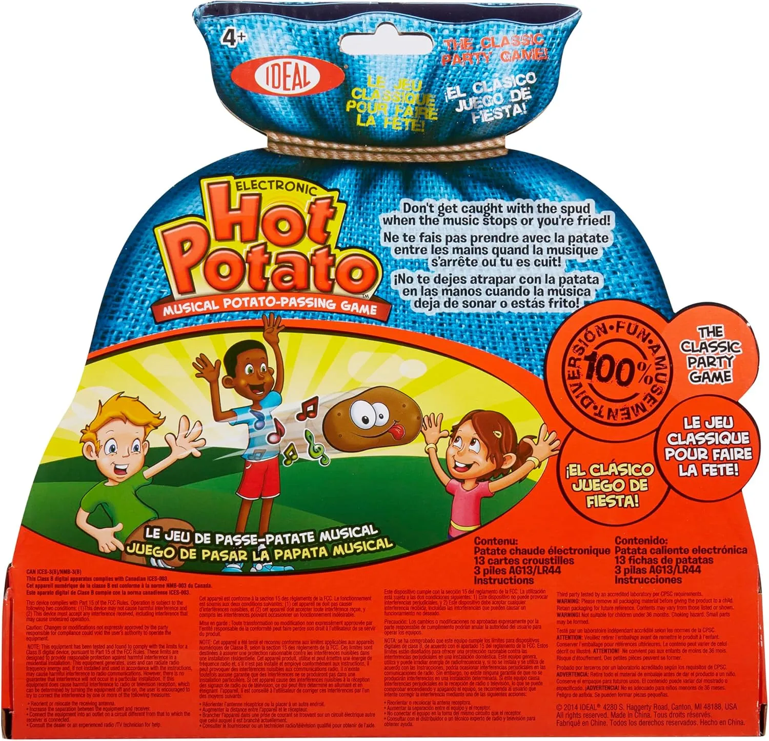 Ideal Alex Electronic Hot Potato - Party Game, Musical Potato-Passing Game, Plush Battery-Powered Spud, Fast-Paced, Preschool, Family & Kids Ages 4 
