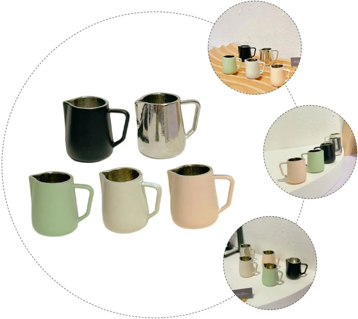 IMIKEYA 2sets 5pcs Mini Coffee Cup Espresso Pitchers Adorable Dollhouse Frothing Mugs Bright Colors for Miniature Displays and Creative Play 5pcs*2
