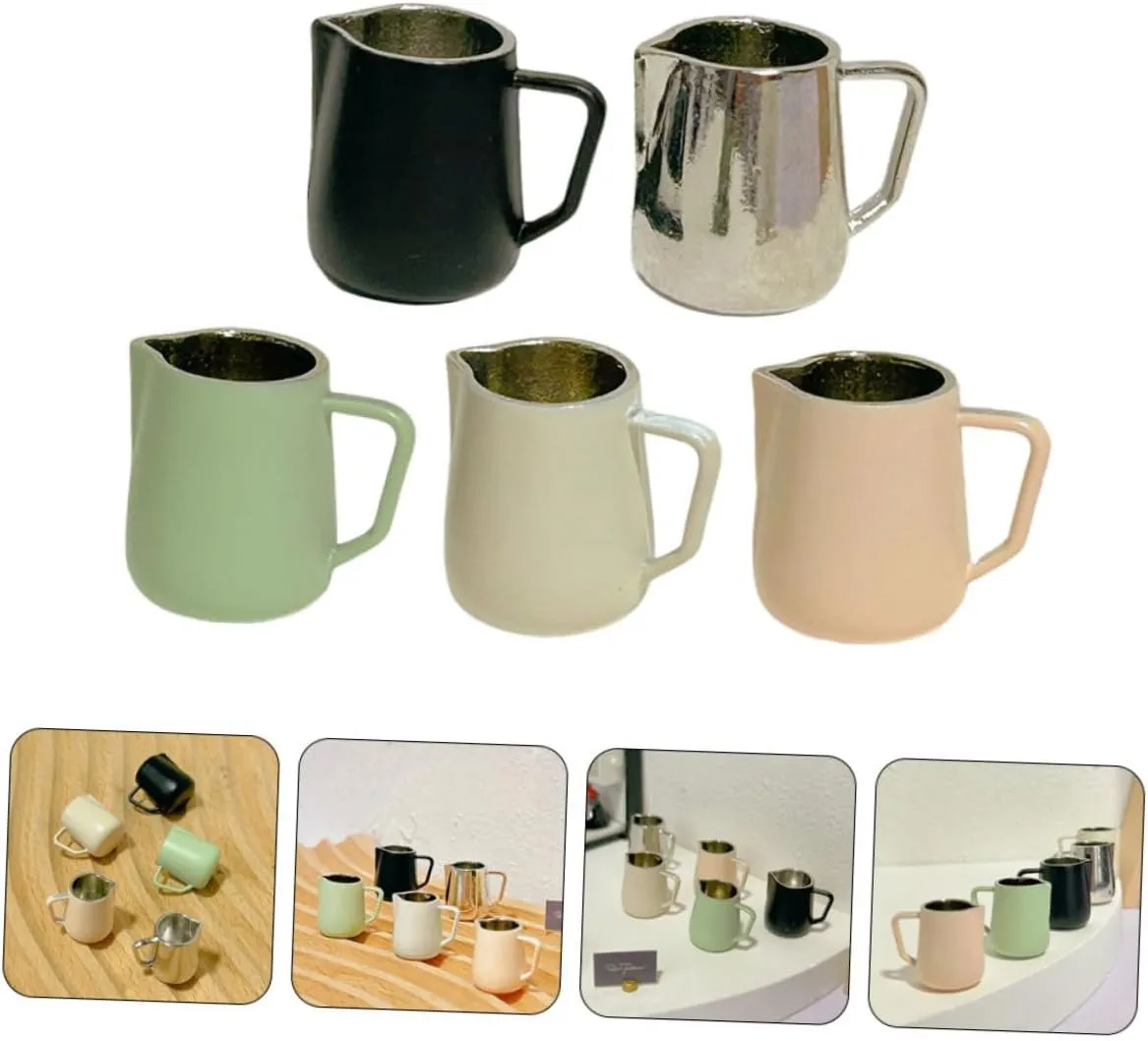 IMIKEYA 2sets 5pcs Mini Coffee Cup Espresso Pitchers Adorable Dollhouse Frothing Mugs Bright Colors for Miniature Displays and Creative Play 5pcs*2